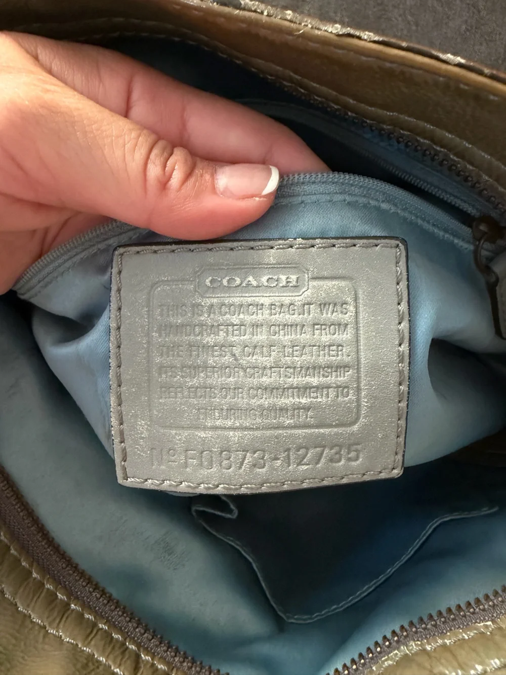 Coach Thompson Leather Small Zoe Hobo - Taupe Khaki Olive (Style 12735)